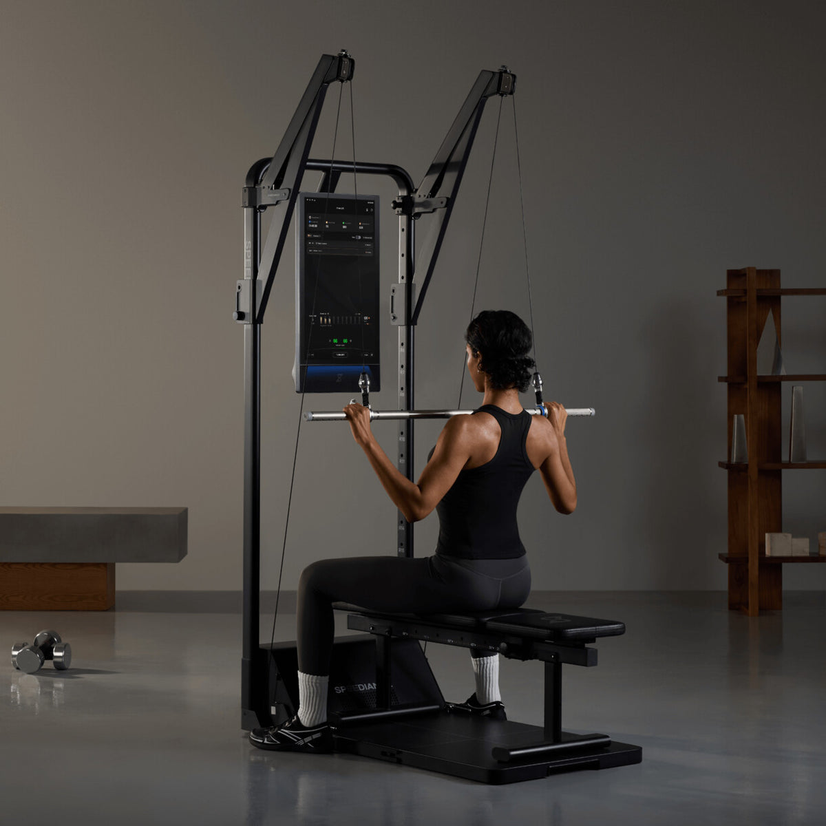 Speediance Extension Arms fitted to the Gym Monster 3, seated lat pulldown