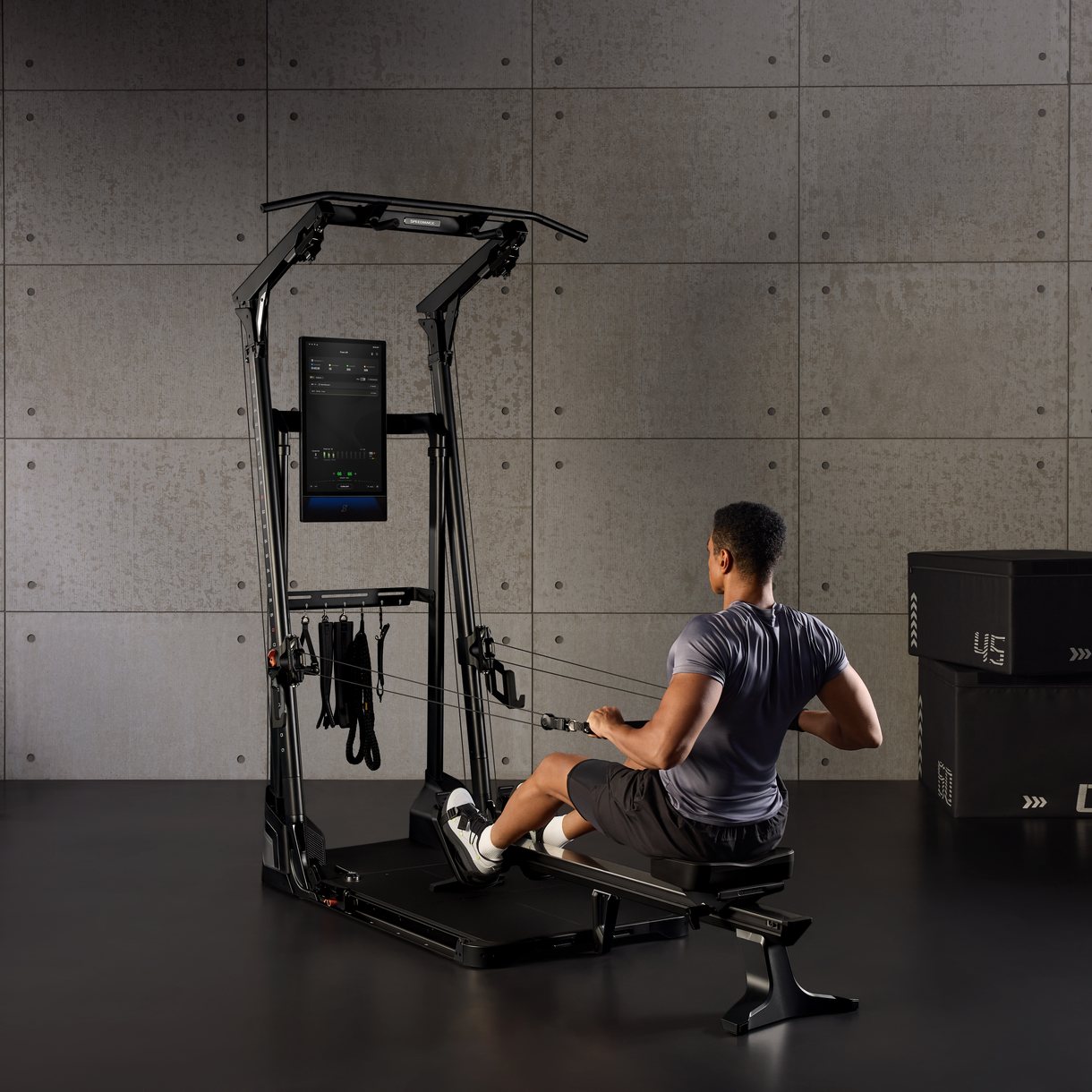 Rowing on the Gym Monster Ultra with the AeroRow bench