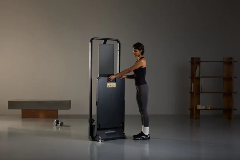 Rechtop ingeklapte Gym Monster 3 na een workout